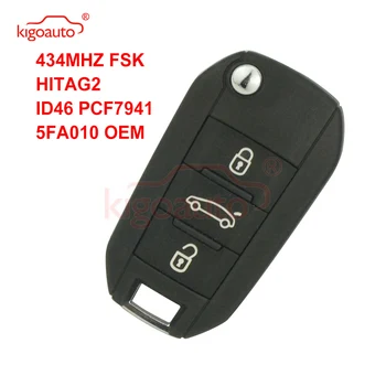 

Kigoauto 5FA010 OEM flip key remote 3 button 433Mhz PCF7941 ID46 chip for Citroen C4 Cactus Part numbers:1612121480 / 1612121380