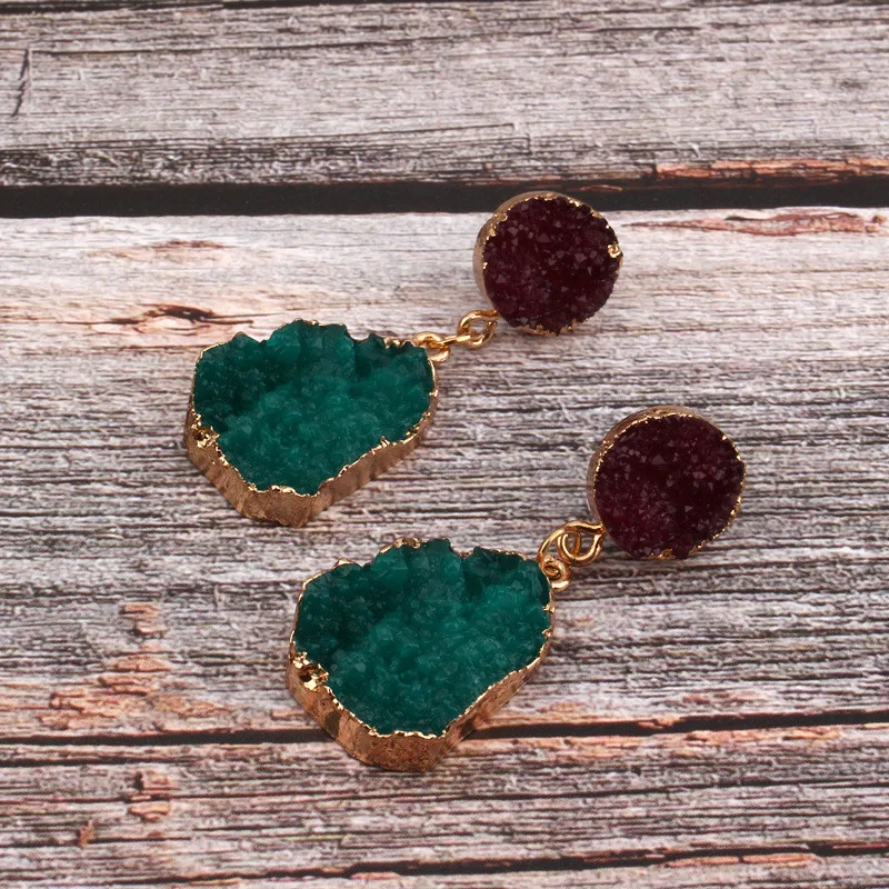 Hot Vintage Stone Druzy Resin Earrings Irregular Geometric Drop Earrings For Women Jewelry Statement Gifts For Women Accessories (3)