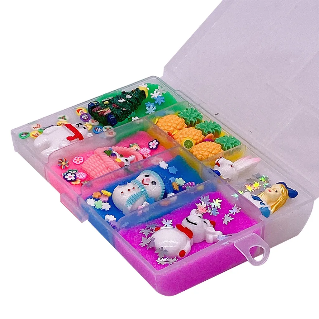 Christmas Tree Bear Snowman Cloud Cotton Slime Charms Soft Light Sand adults children Crystal Slime Clay Toy stress reliever