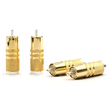 

HI-End Silver Plated RCA Audio Plug Audio Video Adapter Cable Connector 4pcs RCA Male Plug Adapter, RCA Repair Ends,Phono Plug