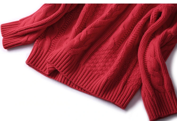 Новое поступление кашемировая смесь витой вязки для женщин осень зима толстый свитер пуловер половина высокий воротник S-2XL