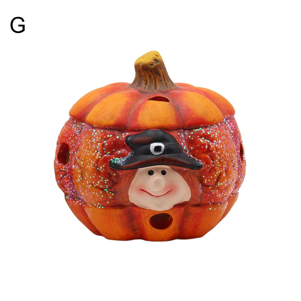 Witch Pumpkin LED Night Light Ceramic Desk Model KTV Home Halloween Party Decor Car Interior Accessories Boutique New Hot