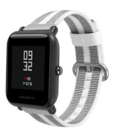 Нейлоновый ремешок для samsung Galaxy watch 42 46 Active 2 gear 2 Neo Live Pebble time Ticwatch S S2 E 1 2 Pro браслет 20 22 мм - Цвет ремешка: white stripe