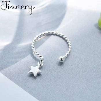 

JIANERY Romantic 925 Sterling Silver Star Rings For Women Bohemian Vintage Jewelry Adjustable Size Finger Rings