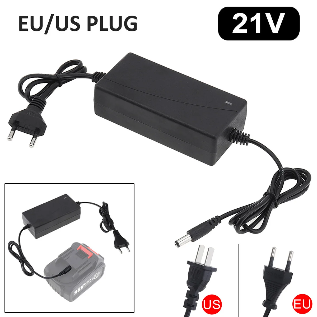 18650 Lithium Battery Charger for 18V 21V Electric Screwdriver Wrench Cordless Drill Saw Battery Pack Power Tool Accessories 21v 2a lithium battery charger electric screwdriver 18v 5series 18650 lithium battery wall charger power adapter chargers