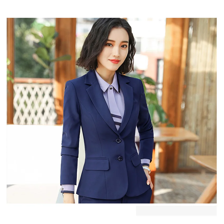 

Pant Suits For Women Blazer Set Autumn Lady Business Office Work Profession Uniform Turn-Down Neck Jacket Elegant Pants Suits