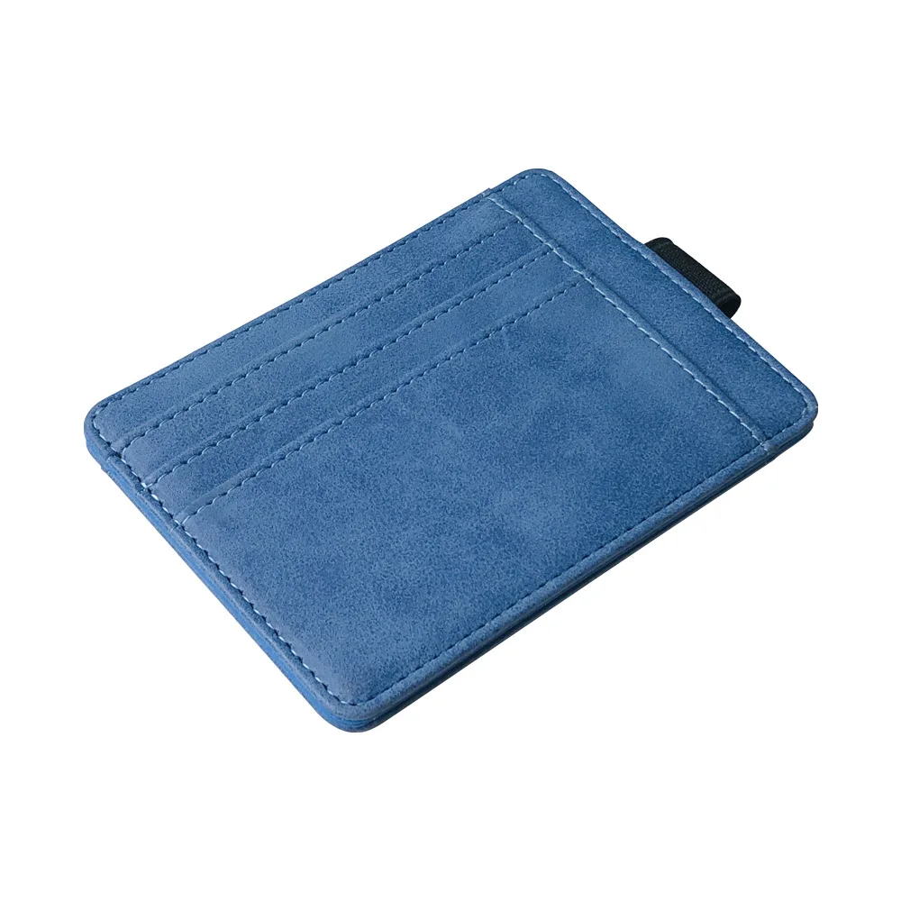 ETya Тонкий деловой кожаный кошелек ID кредитный держатель для карт кошелек тонкий карман для денег чехол для карт мужской женский бумажник с отделениями для карт модная сумка - Цвет: Синий