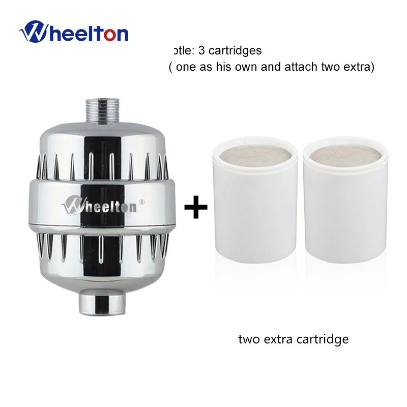 Wheelton Filtro Acqua Purificatore Kdf + Calcio Solfito Doccia Addolcitore Da Bagno Rimozione Cloro Attaccare 2 Filtri Extra