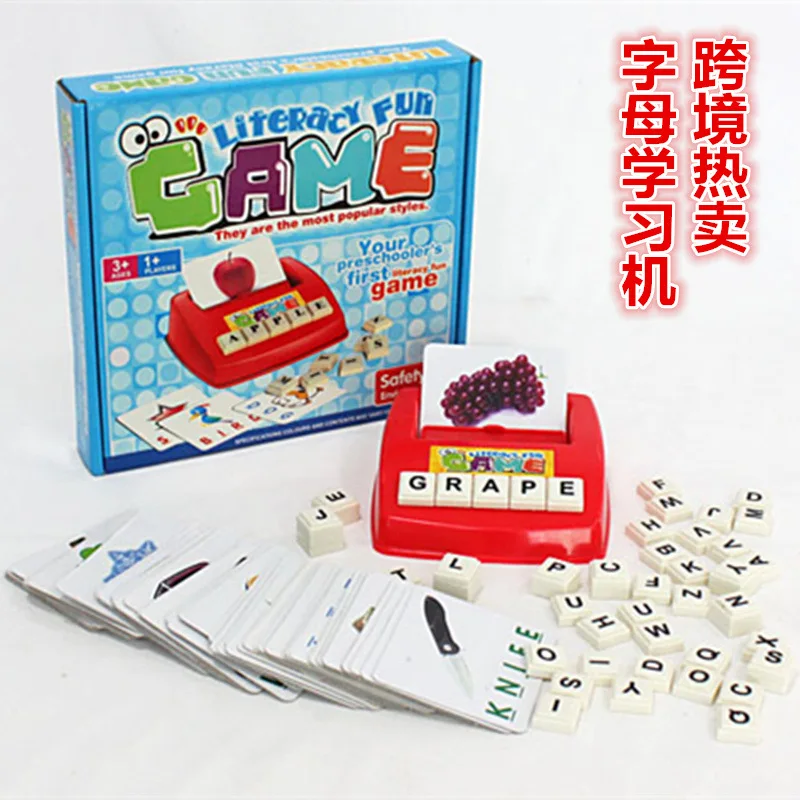 

Toy Colored Card Educational English Lettered with Pictures Reading Spelling Learning English Game Typewriter Toy