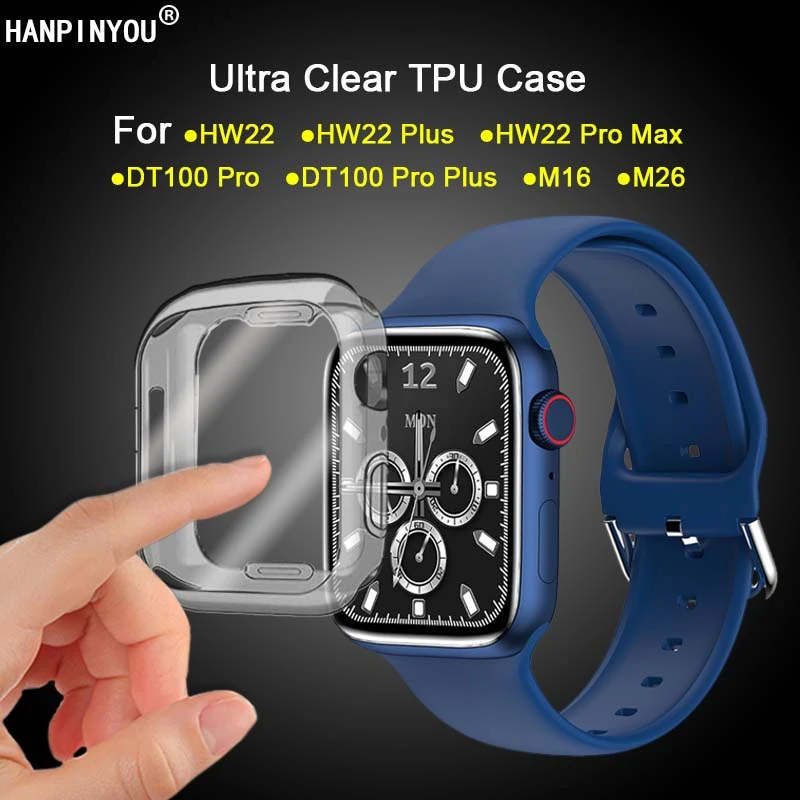 best case for iphone 12 pro Full Cover Clear Soft Silicone TPU Case For IWO Watch 6 Series 44mm HW22 Pro Max DT100 Pro M16 M26 Plus Screen Protector Shell iphone 12 pro wallet case