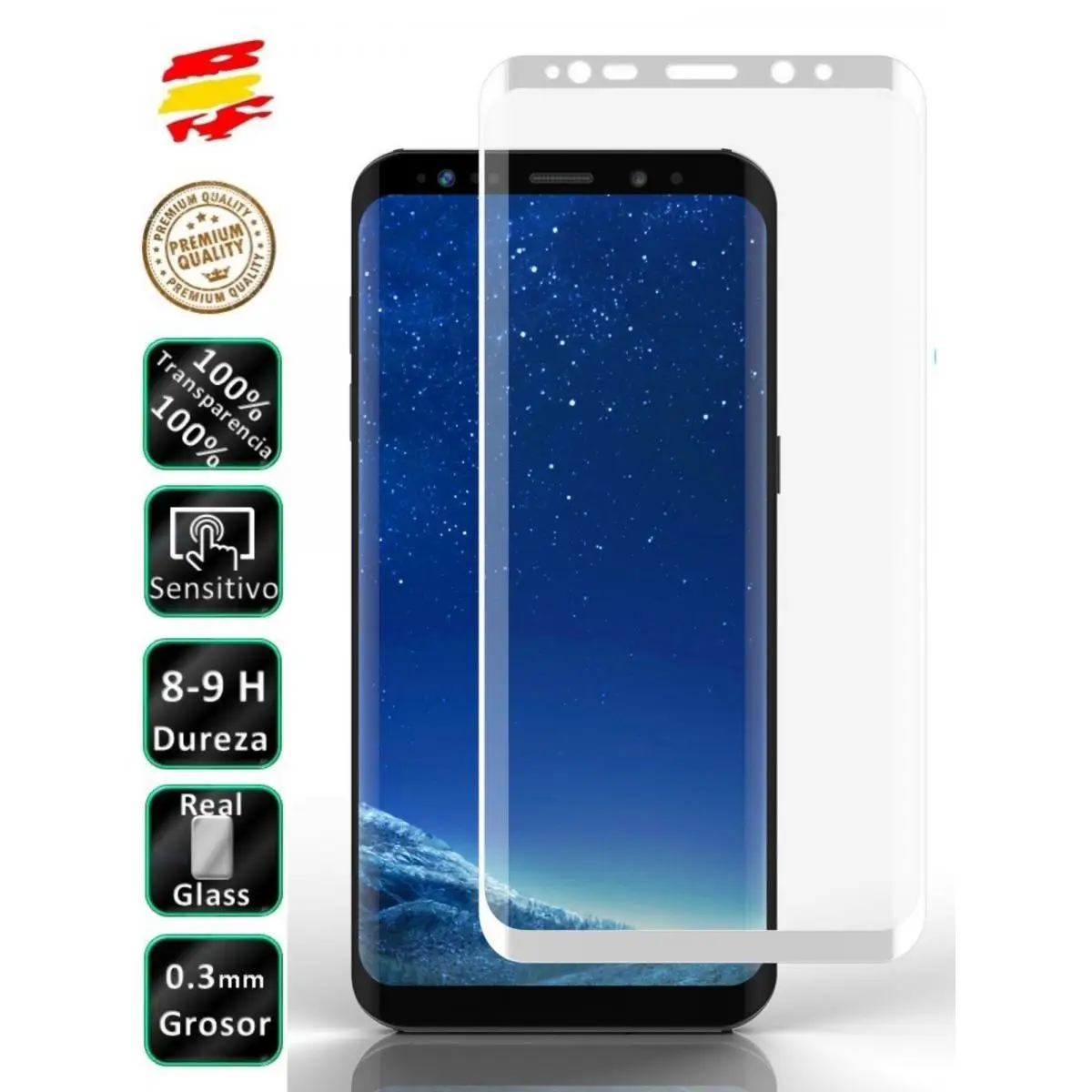 Proteggi Schermo In Vetro Temperato 3D Full White Samsung Galaxy S9