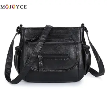 

Fashion Shoulder Crossbody Bags PU Leather Soft Multi-pocket Solid Color Ladies Messenger Bags