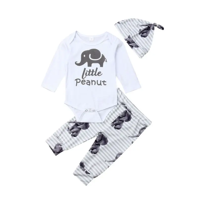 

0-24M Toddler Baby Boys Unisex Kid Tops Stripe Pants Hat Cotton Autumn Clothes Sets
