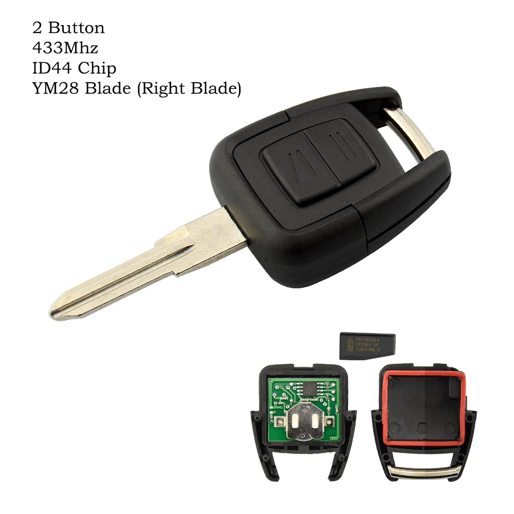 OkeyTech пульт дистанционного управления автомобильный ключ для Vauxhall Opel ID40 транспондерный чип 2 кнопки HU43/HU100/YM28/HU46 для Astra Vectra Zafira - Количество кнопок: YM28 Blade