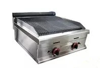 Double head smokless LPG gas Lava Rock Grill barbecue machine grilled lamb furnace Volcanic stone barbecue machine - Color: White