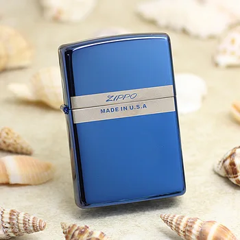 

Genuine Zippo oil lighter copper windproof Classic Blue Ice cigarette Kerosene lighters Gift With anti-counterfeiting code