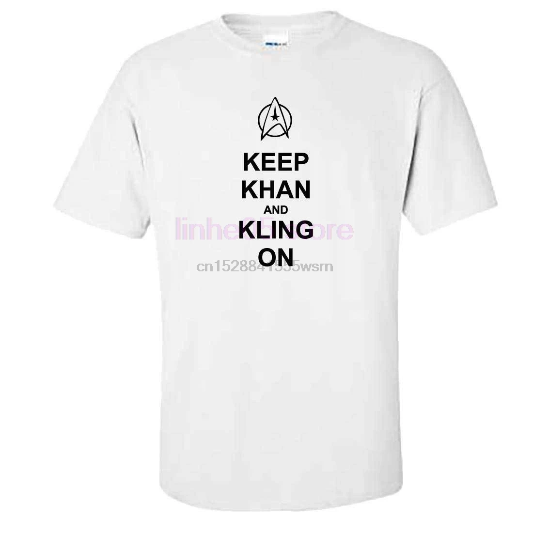 Мужская Футболка Keep Khan And Klingon со смешной звездой Стартрек Спок | одежда