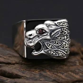 

925 sterling Thai silver Men Domineering lion Ring Gift Vintage Punk Rock Ring