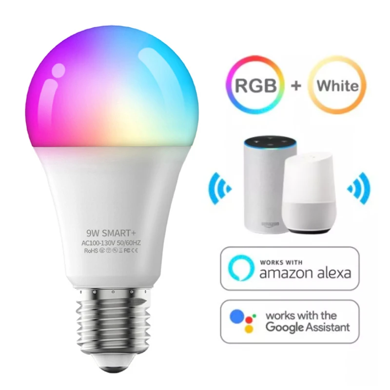 inteligente LED E26 con WiFi, RGB, temporizador Control remoto, para casa mágica, compatible Alexa y amazon|Bombillas y tubos LED| -
