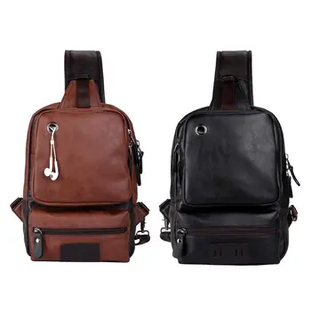 

Outdoor Shoulder Backpack Tactical Sling Chest Shoulder Bag Mobile Phone Bag PU Leather Backpack Camping Climbing Satchel Bag