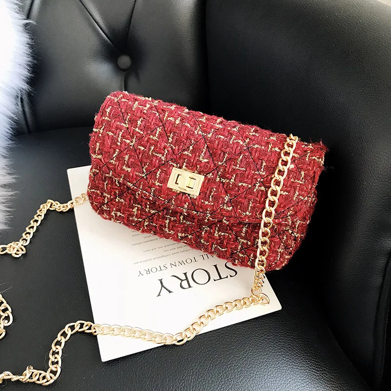 

INS Super Fire Bag Women's 2018 New Style Fashion Korean-style Autumn CHIC Chain Square Sling Bag Versatile Retro Shoulder Bag