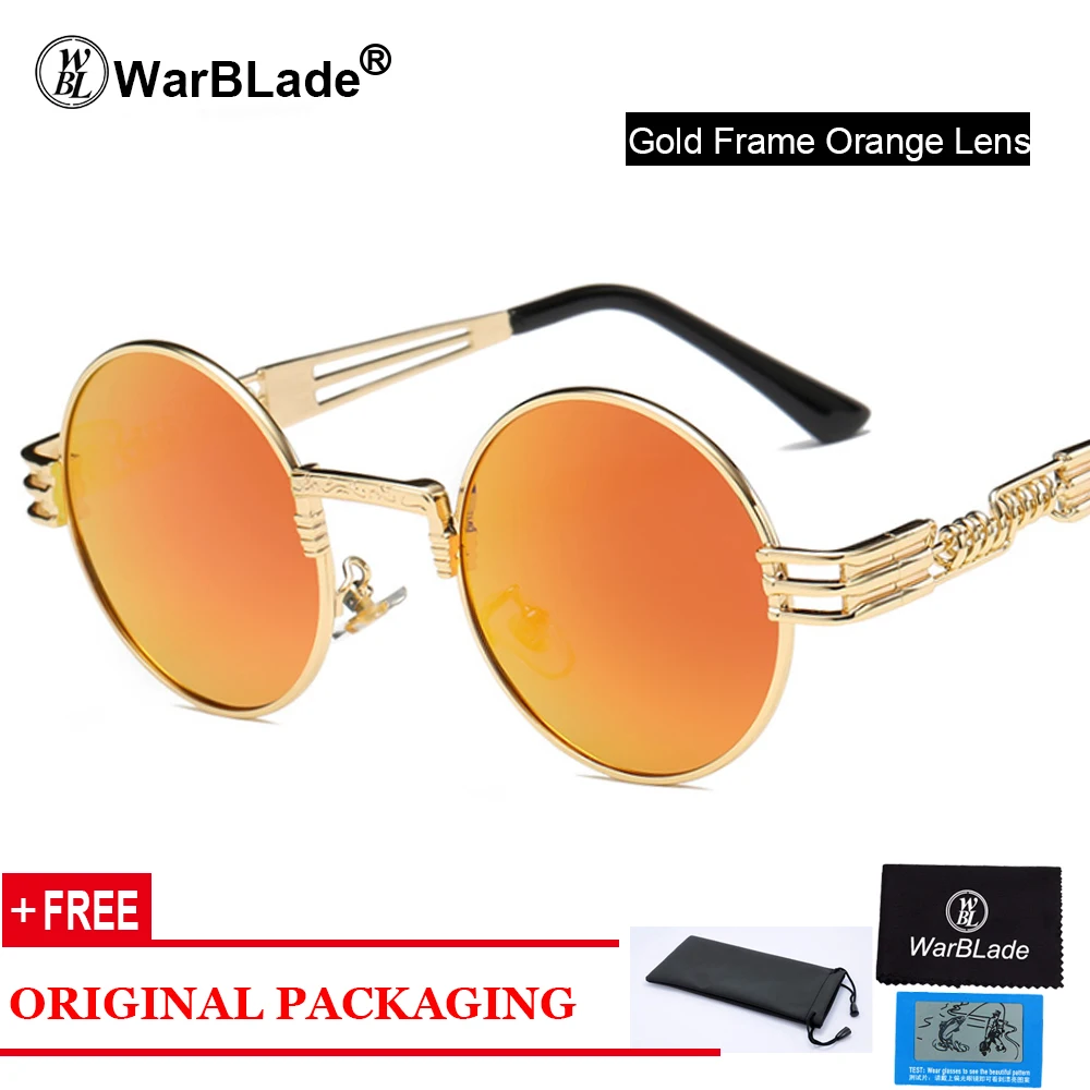 gold orange Бренд WarBLade дизайнерские классические круглые очки с полароидным стеклом мужские винтажные очки в ретро стиле водительские солнцезащитные очки женские - Цвет линз: gold orange