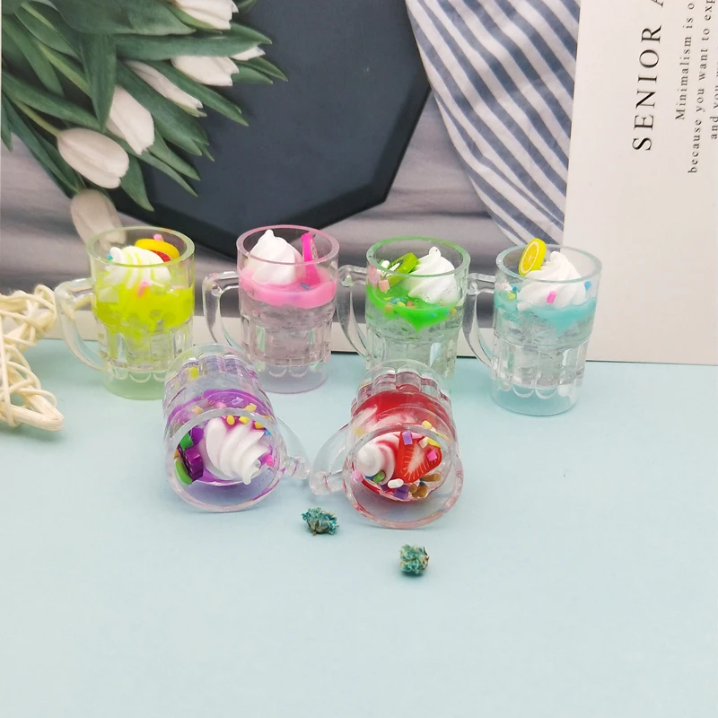 6 шт. подвеска в виде чашки с фруктами и мороженым из смолы летние Подвески