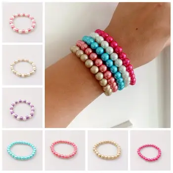 8MM Colorful Craft Pearl Beads Elastic Bracelet