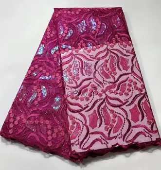 

newcomng Embroidered Nigerian french Lace Fabric Bridal High Quality sequins French Tulle Lace Fabric For Women XSNO091