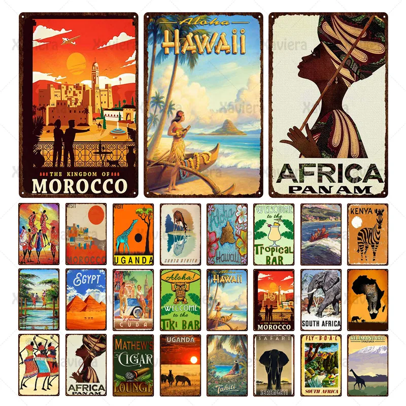 

Retro Tin Sign Metal Iron Plates Africa City Landscape Sign Decor For Home Room Decor Wall Art Poster Customize Iron Sheet Paint