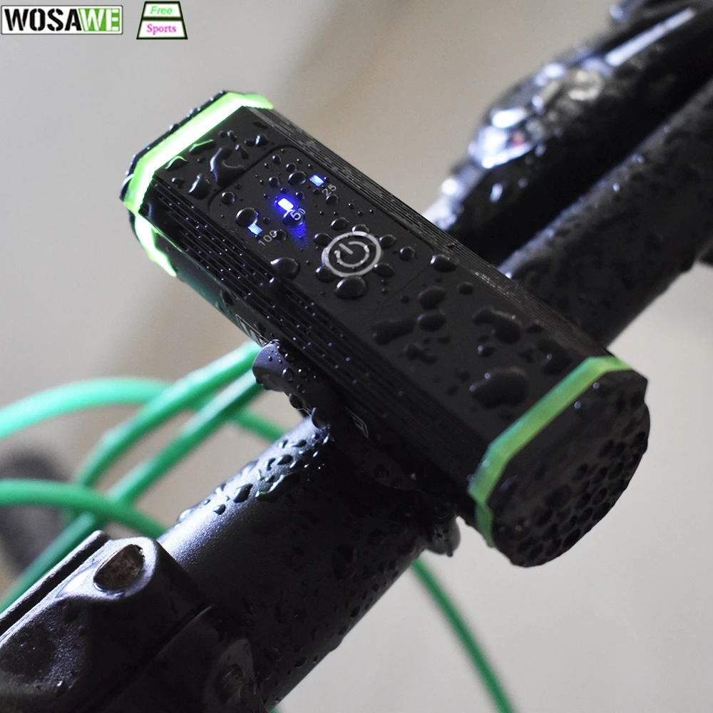 WOSAWE велосипедный, зарядка от usb свет яркий свет Велоспорт фонарик для езды Водонепроницаемый Фара MTB велосипедный передний фонарь батарея