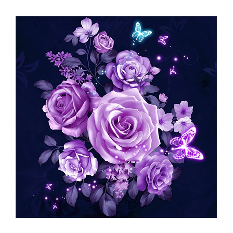 Kamy Yi 5d Diy Diamond Painting Cross Stitch Purple Rose Mosaic Picture Embroidery Home Decoration Hobby Gift | Дом и сад