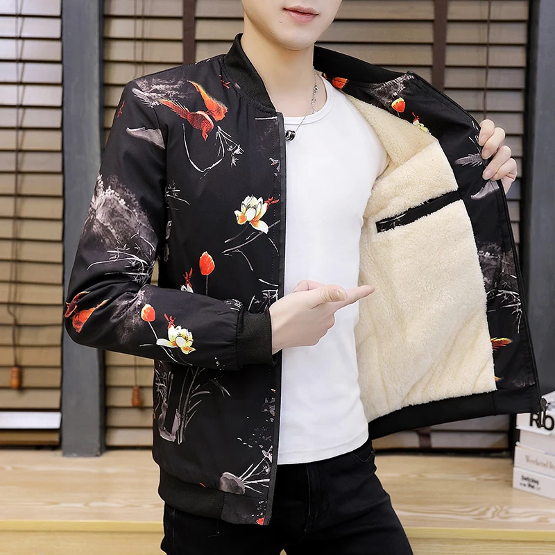 Мужская куртка 2019 новая плюс бархатная мужской воротник стойка бейсбольная