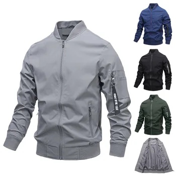 

New men's casual jackets pure color spring and autumn men's jackets casual Korean fashion fashion men's jackets
