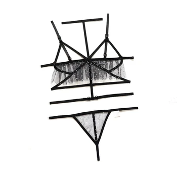 

Sexy Strappy Bra Printed Bandage Bra Bra & Panty Set Transparent Bra Porno Lingerie See-though Underwear Ropa Sexy Para El Sexo