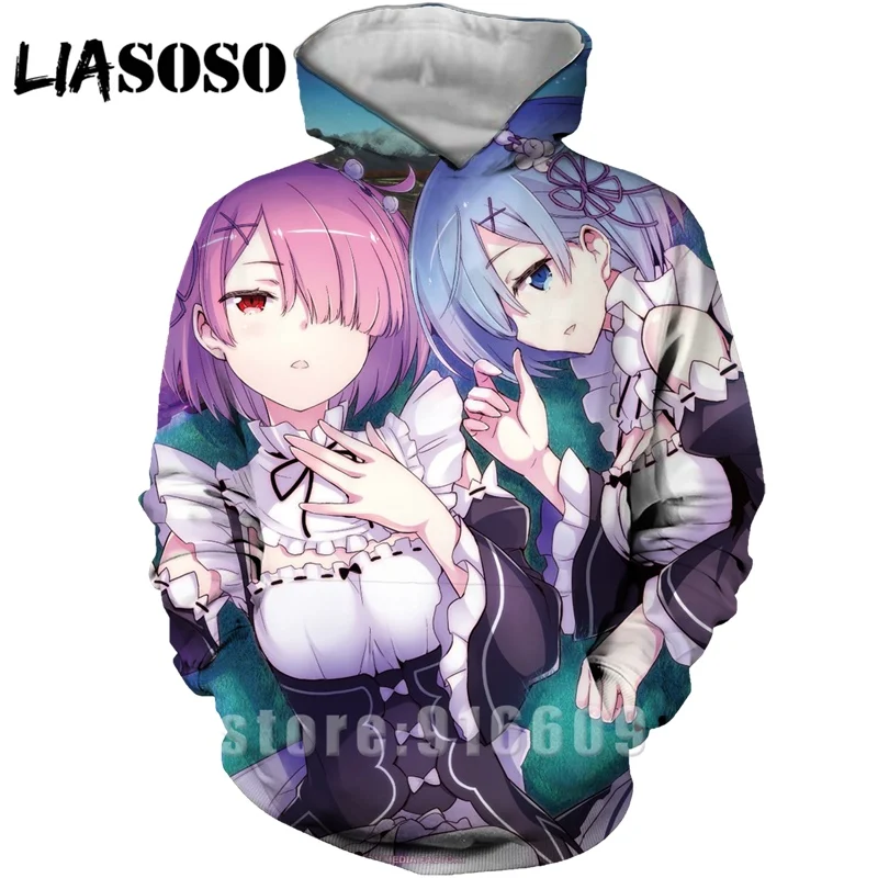 Модные женские и мужские худи rem с 3D принтом Re: zero, худи REM, пуловер для косплея, толстовка с капюшоном в стиле аниме, Harajuku - Цвет: 12