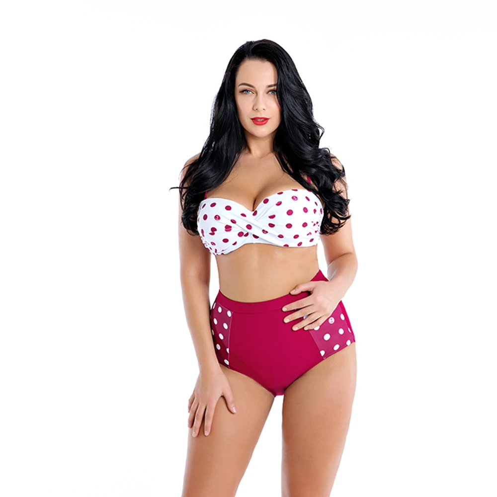 

Women's Bikini Set Swimming Suit Plus Size Vintage High Waisted Swimsuit Push Up Polka Dot Bathing Suits Two Piece Swimwear 6XL