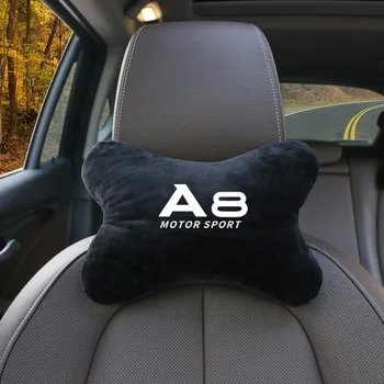 

1pcs Cotton flannel Car neck pillows both side single headrest case for Audi a8 b5 b6 b7 b8 c6 c7 c8 8v 8p TT Car Styling