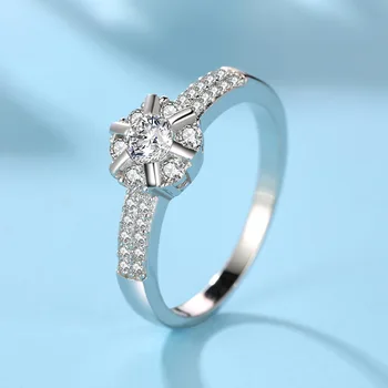 

S925 Silver Color VVS1 2 Carat Diamond Ring for Women Round Cirle Bizuteria Wedding Anillos White Topaz Gemstone Diamond Rings