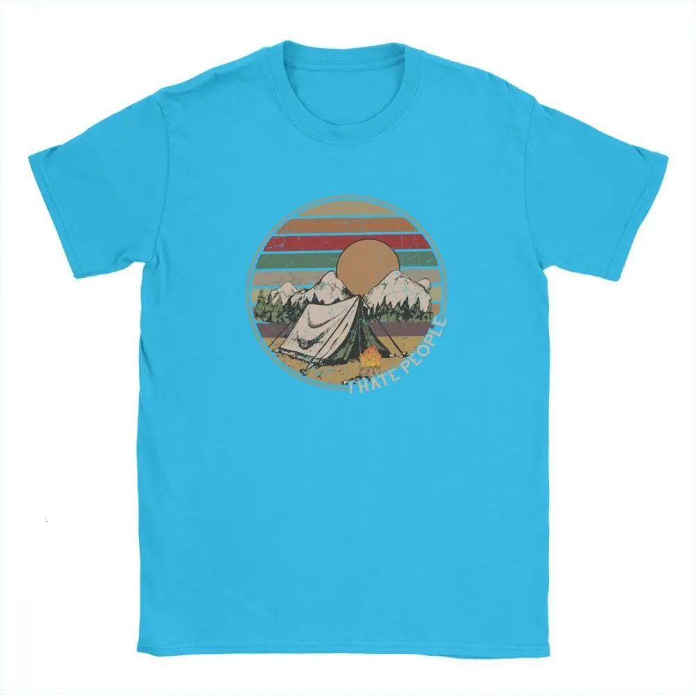 Royal Blue One yona Love Camping I Hate People винтажные Забавные футболки для мужчин Кемпинг Туризм короткий рукав топы подарок футболки хлопок вырез лодочкой - Цвет: Royal Blue