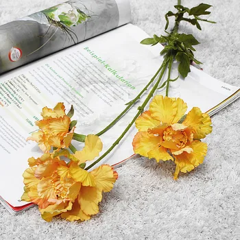 

3 Head Artificial Real Touch Cloth Chrysanthemum Home Decoration Silk Fake Flower Wedding Hand Holding Flower Wall Material