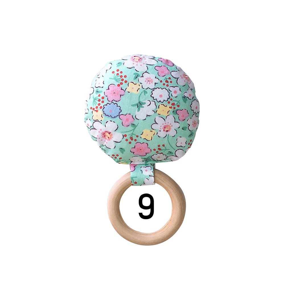 Striped Dot Wooden Ring Baby Round Teether Teething Toy Safe Chew Shower Gift New