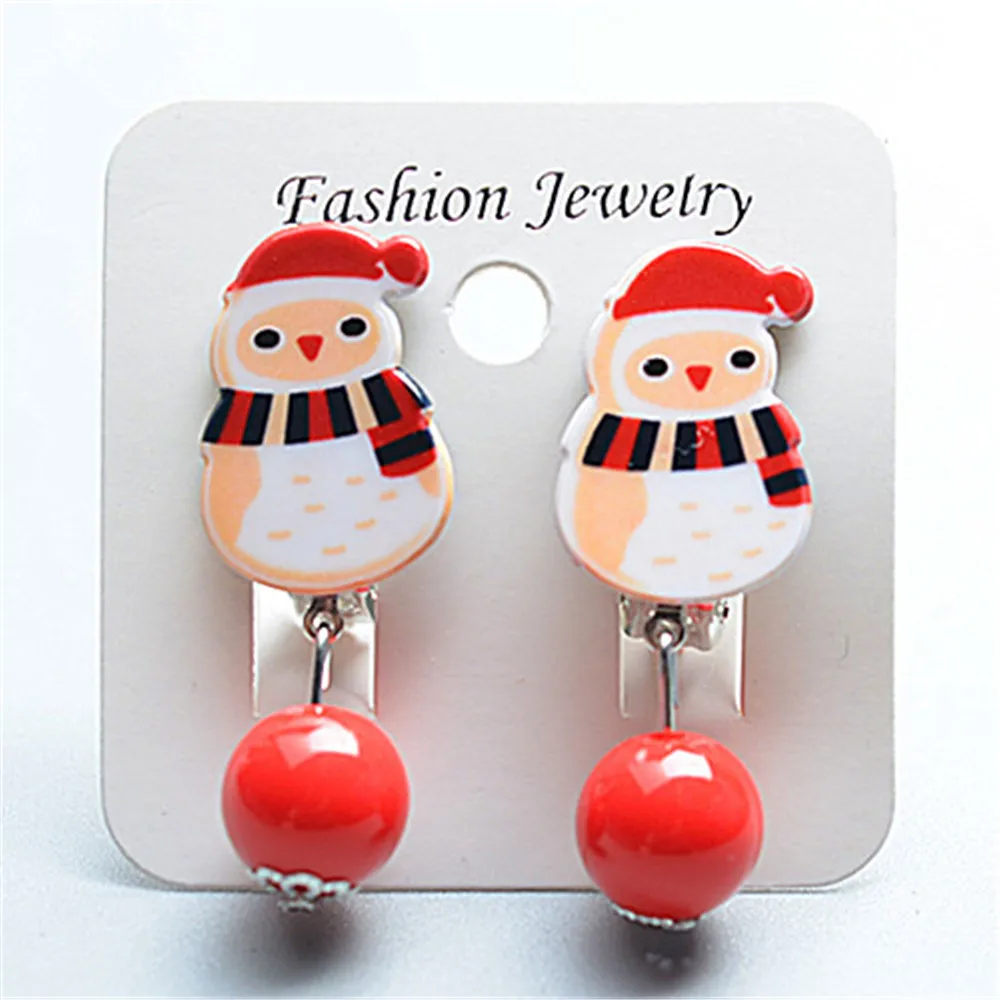 Christmas beads 11 Новые Мультяшные Детские клипсы для ушей без пирсинга, Рождественские рога лося, Висячие Бусы, Серьги с кисточками, серьги для девочек - Окраска металла: Christmas beads 11