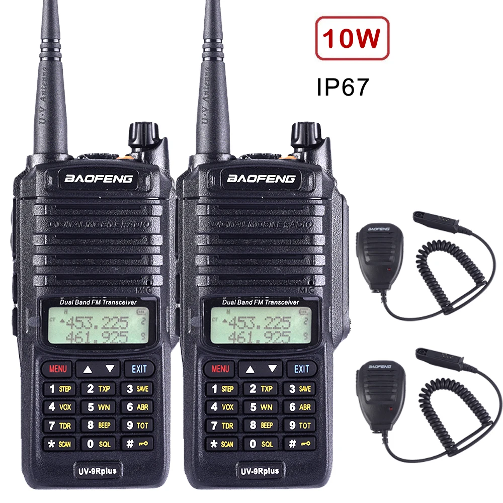 2 шт. UV9R Baofeng двухстороннее радио UV-9R Plus Ham Двухдиапазонная VHF UHF радиостанция Водонепроницаемая Baofeng рация IP67 трансивер - Цвет: 9RP-Mic-2pc