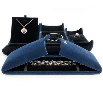 

Navy Velvet Jewelry Gift Boxes, insert slot with pad for keeping the jewelry well organized