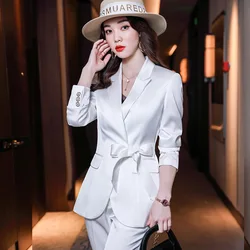 Outono e inverno nova moda temperamento terno de negócios feminino manga longa fino ajuste casaco formal vestido