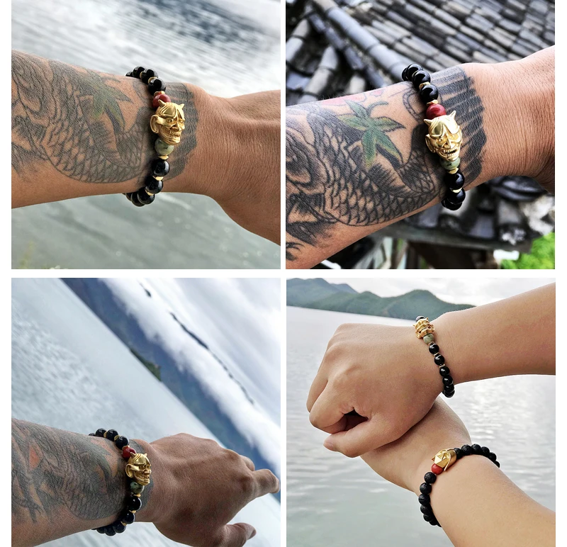 Mcllroy Bracelet Men Bead Sparta Crown 8mm Natural Stone Bracelet Bangle Handmade Man Jewelry Mens Bracelets erkek bileklik