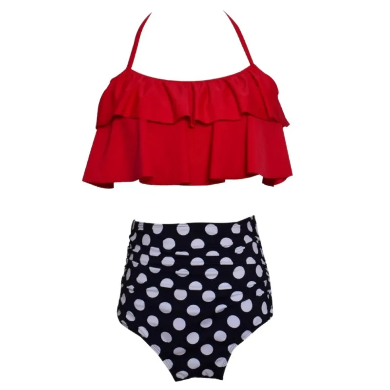 

Bikini Set Two Piece Women Ruffle Sexy Top Swimwear High Waist Bandage Push Up Bathing Suit