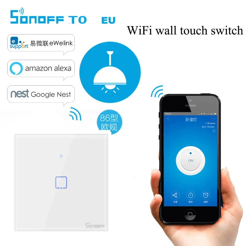 Remoto sem Fio Interruptor de Luz Itead Sonoff 2 3 Gang Controle wi fi Toque Parede Casa Inteligente Reino Unido Painel Funciona Google Alexa t0 1 –