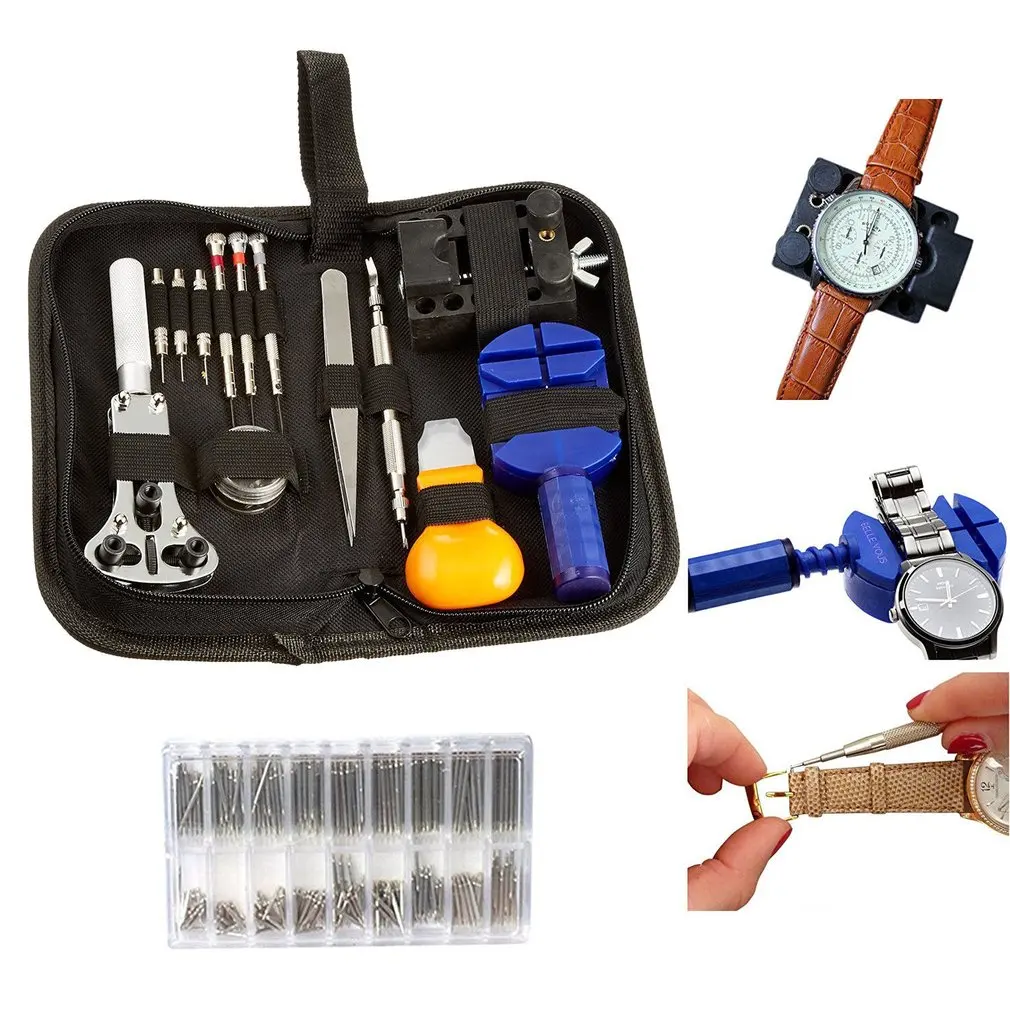 

380 Pieces Watch Repair Kit Set Wrist Strap Adjust Pin Tool Kit Back Remover